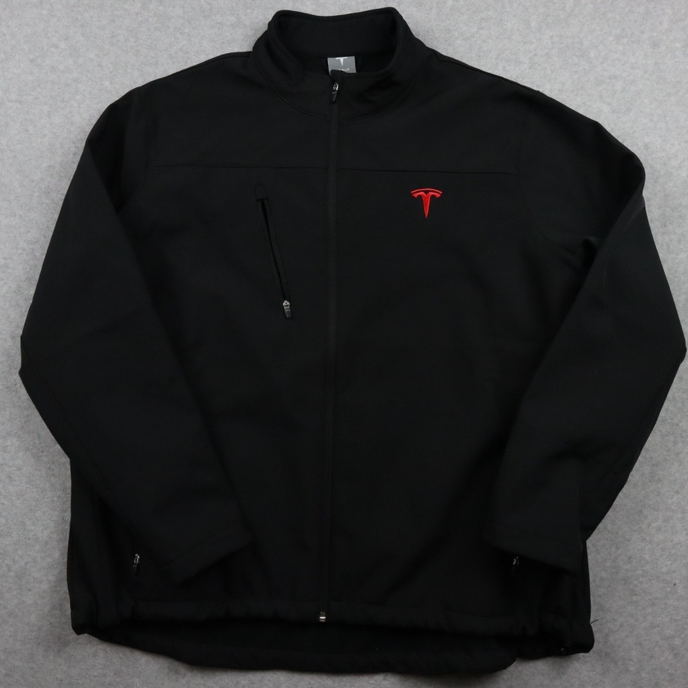 Tesla Jacket Womens 2XL XXL Full‎ Zip Softshell Mock Neck Logo Black Long Sleeve